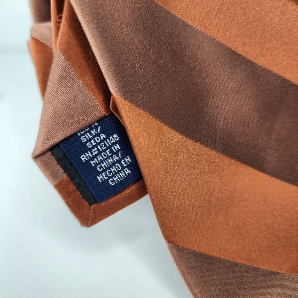 STAFFORD Orange Silk Tie. - Picture 6 of 6